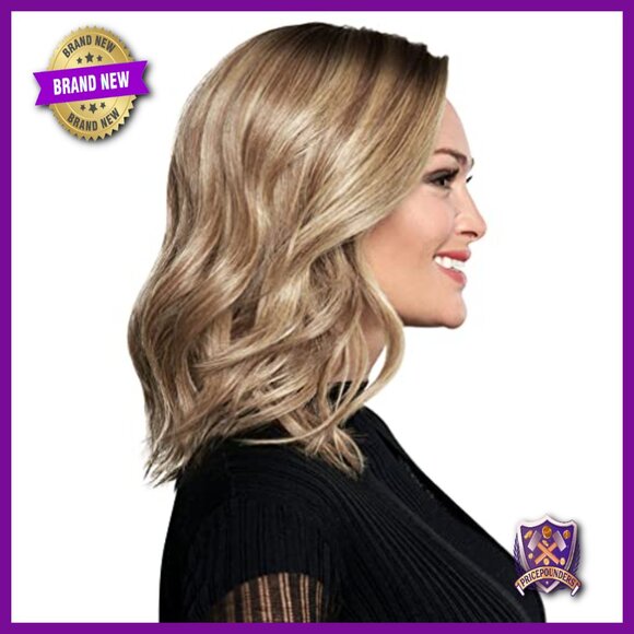 Heat-Friendly Synthetic Wig, Shoulder-Length Wavy Lob, Memory Cap